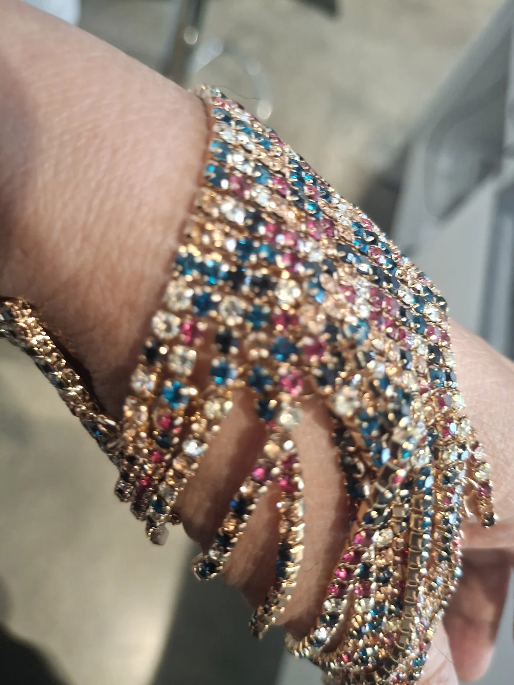 Multicolor Beaded Fringe Statement Bracelet - Unbranded